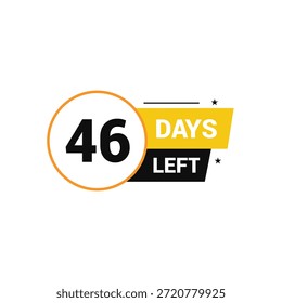 Quedan 46 días Número de cuenta regresiva Plantillas de Anuncio tiempo icono diseño de Vector