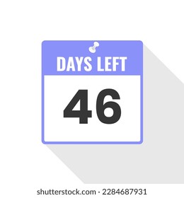 46 Days Left Countdown sales icon. 46 days left to go Promotional banner