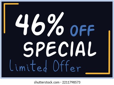 46% Discount Limited Special Offer vector art illustration in purple background color and fantastic font with attractive color combination