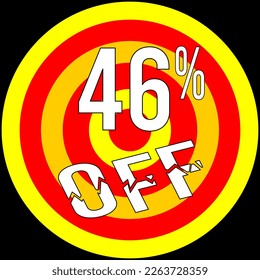 46% discount off, target in red and yellow on a black background.