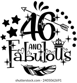 46 and fabulous black vector graphic design and cut file