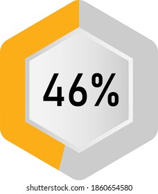 46% hexagon percentage diagram  ready-to-use for web design, user interface (UI) or infographic - indicator with yellow