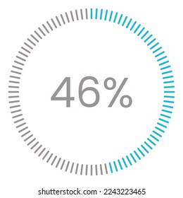 46% de carga. 46% de diagramas de círculo Vector de infografía, 46% listo para usar para diseño web ux-ui