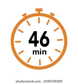 46 minute Timer, clock, icon vector stopwatch isolated icons. Countdown timer symbol.