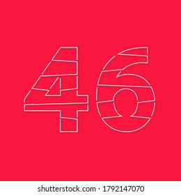 46 number, linear stroke font. Modern trendy, creative style design. For logo, brand label, design elements, corporate identity, application and more. İsolated vector illustration