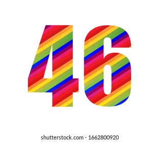 46 Number Rainbow Style Numeral Digit. Colorful Forty Six Number Vector Illustration Design Isolated on White Background.