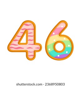 46 number sweet glazed doughnut vector illustration
