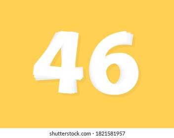 46 Number vector, modern layers design font. Eps10 illustration             