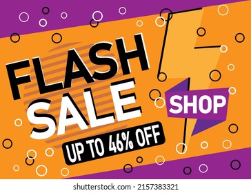 46% off flash sale. Design for business. Discount banner promotion template in orange.