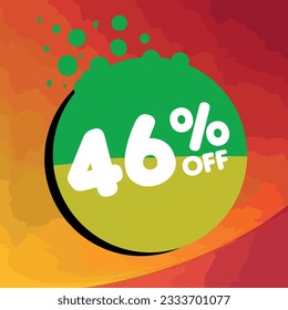 46% off per cent, percentage number in a colored circle, promotion, big sale, colorful background
