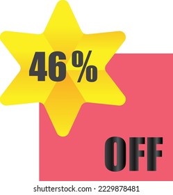 46% off sale label symbol,45Sale tag vector badge template, 46% sale promotion flat icon ,46% Discount offer price label, clearance sale sticker emblem, modern design isolated on white background