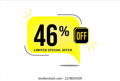 46% off a yellow balloon with black numbers. Flag with percentage numbers