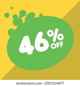 46% per center, percentage number in a colored circle, promotion, big sale, colorful background