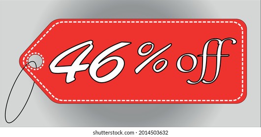 46 percent off red tag. 46 percent discount tag for offers and promotions