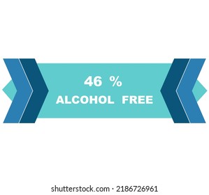 46% percentage alcohol free fantastic rectangle shape design element vector illustration for label promo sign isolated on white background with fantastic font and blue color 