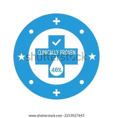 46% percentage  clinically proven vector icon. Clinically tested, approved, vector badge. Clinically proven guaranteed result icon. Sticker, label or stamp vector.