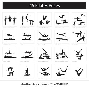 46 Pilates Poses Pose Name Stock Vector (Royalty Free) 2074048886 ...