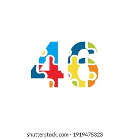 46 Ilustración del número del rompecabezas. Vector Eps10