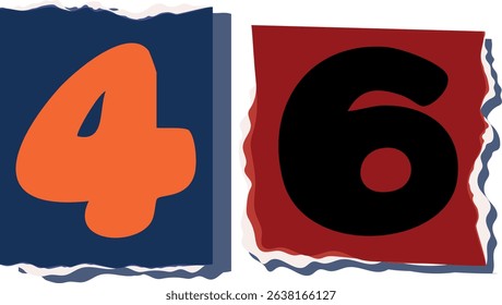 46 Retro torn paper number Design art