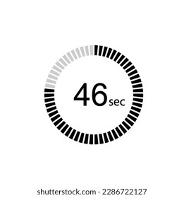 46 seconds timer icon,46 sec digital timer. Clock and watch, timer, countdown.