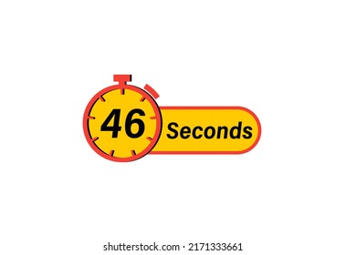 46 Seconds timers Clocks, Timer 46 sec icon, countdown icon. Time measure. Chronometer icon isolated on white background