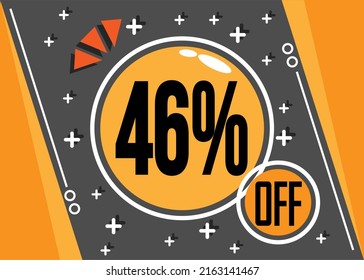 46% special offer. 46% discount for web and virtual stores. Vector in orange and black.