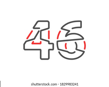 46 vector number. Modern trendy, creative style line design. For logo, brand label, design elements, corporate identity, application etc. Isolated vector illustration          