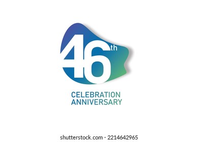 46 year anniversary celebration fun style logotype. anniversary white logo with green blue color isolated on red background, vector design for celebration, invitation and greeting card - Vector