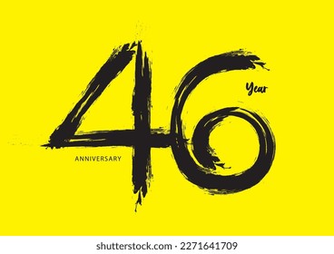 46 year anniversary celebration logotype on yellow background, 46 number design, 46th Birthday invitation, anniversary logo template, logo number design vector, calligraphy font, typography logo