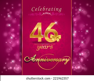 46 year anniversary celebration sparkling card, 46th anniversary vibrant background - vector eps10