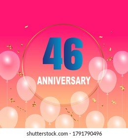 Celebración del 46 aniversario, diseño vectorial para celebraciones, tarjetas de invitación y tarjetas de felicitación
