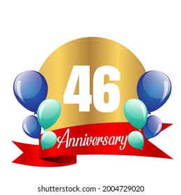 Celebración del 46 aniversario, diseño vectorial para celebraciones, tarjetas de invitación y tarjetas de felicitación
