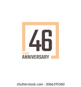 46 Year Anniversary Celebration Vector with Square Shape. Happy Anniversary Greeting Celebrates Template Design Illustration