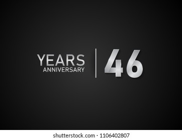 46 year anniversary silver design for celebration event isolated on black background 