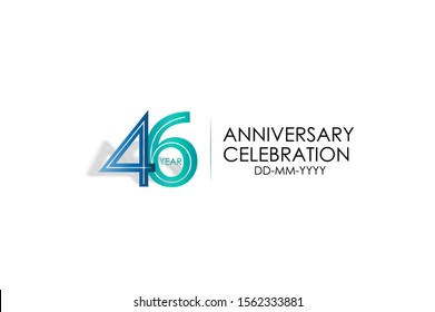 46 years anniversary celebration Blue and Tosca Colors Design logotype. anniversary logo isolated on White background -vector