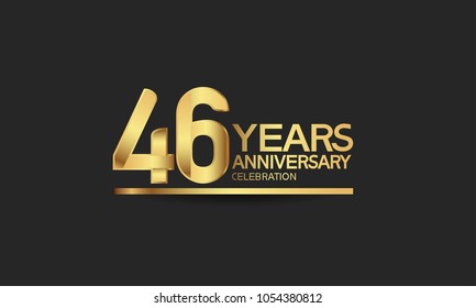 46 years anniversary celebration with elegant golden color isolated on black background