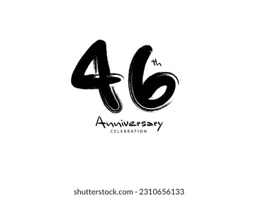 46 Years Anniversary Celebration logo black paintbrush vector, 46 number logo design, 46th Birthday Logo, happy Anniversary, Vector Anniversary For Celebration, poster, Invitation Card