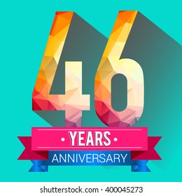 46 Years Anniversary celebration logo. with colorful polygonal.
