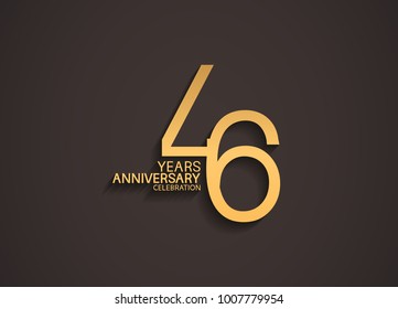 46 years anniversary celebration logotype with elegant gold color for celebration