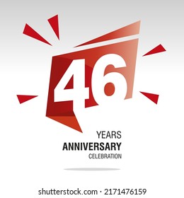 46 Years Anniversary celebration modern origami speech logo icon red white vector