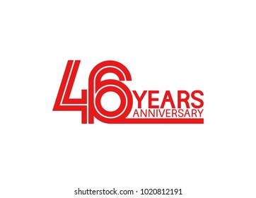 46 years anniversary design with red multiple line style isolated on white background for celebration