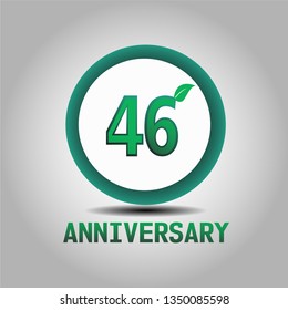 46 years Anniversary with go green design. Simple design with leave on second number. Green font and circle. My all design can see in my portofolio