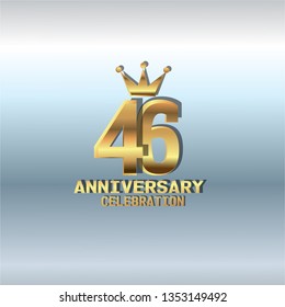 46 years Anniversary golden font and crown  with silver background. simple design with golden number and golden text with silver background.  My all design can see in my port