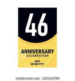 46 years anniversary invitation card  design, modern design elements, white background vector design