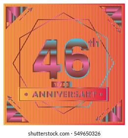 46 years anniversary logo celebration with ring and ribbon. Greeting card and cover template.