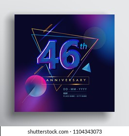 46 Years Anniversary Logo with Colorful Galactic background, Vector Design Template Elements for Invitation Card and Poster Your Birthday Celebration.