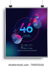 46 Years Anniversary Logo with Colorful Galactic background, Vector Design Template Elements for Invitation Card and Poster Your Birthday Celebration.