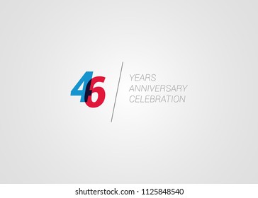 46 Years Anniversary logotype blend colorful font number isolated on white background
