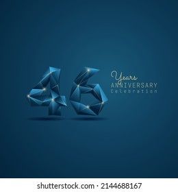 46 Jahre Jubiläumslogotype mit blauem Low-Poly-Stil. Design-Illustration für Vektorvorlagen.