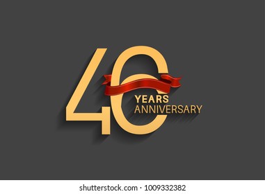 46 years anniversary logotype with red ribbon and golden color for celebration event